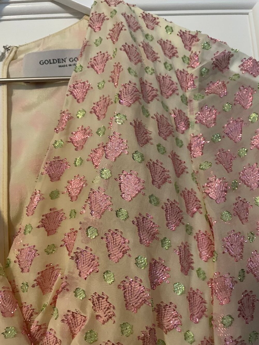 Golden Goose Metallic Jacquard Wrap Mini Dress Pink Green 36 - Picture 10 of 11